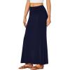 imageLYANER Womens Fold Over Waist Maxi Skirt Lightweight Floor Length Flared Long SkirtsNavy Blue