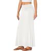 imageLYANER Womens Fold Over Waist Maxi Skirt Lightweight Floor Length Flared Long SkirtsWhite