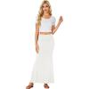 imageLYANER Womens Fold Over Waist Maxi Skirt Lightweight Floor Length Flared Long SkirtsWhite