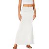 imageLYANER Womens Fold Over Waist Maxi Skirt Lightweight Floor Length Flared Long SkirtsWhite