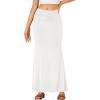 imageLYANER Womens Fold Over Waist Maxi Skirt Lightweight Floor Length Flared Long SkirtsWhite