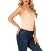 imageLYANER Womens Lace V Neck Camisole Adjustable Strap Cami Sleeveless Tank Undershirt TopBeige