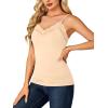 imageLYANER Womens Lace V Neck Camisole Adjustable Strap Cami Sleeveless Tank Undershirt TopBeige