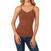 imageLYANER Womens Lace V Neck Camisole Adjustable Strap Cami Sleeveless Tank Undershirt TopCaramel