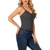 imageLYANER Womens Lace V Neck Camisole Adjustable Strap Cami Sleeveless Tank Undershirt TopDark Gray