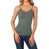 imageLYANER Womens Lace V Neck Camisole Adjustable Strap Cami Sleeveless Tank Undershirt TopGreen
