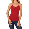 imageLYANER Womens Lace V Neck Camisole Adjustable Strap Cami Sleeveless Tank Undershirt TopRed
