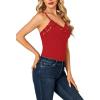 imageLYANER Womens Lace V Neck Camisole Adjustable Strap Cami Sleeveless Tank Undershirt TopRed