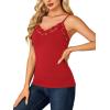 imageLYANER Womens Lace V Neck Camisole Adjustable Strap Cami Sleeveless Tank Undershirt TopRed
