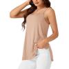 imageLYANER Womens Loose Square Neck Spaghetti Straps Slit Side Camisole Tank Cami TopBeige