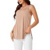 imageLYANER Womens Loose Square Neck Spaghetti Straps Slit Side Camisole Tank Cami TopBeige