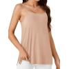 imageLYANER Womens Loose Square Neck Spaghetti Straps Slit Side Camisole Tank Cami TopBeige
