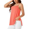 imageLYANER Womens Loose Square Neck Spaghetti Straps Slit Side Camisole Tank Cami TopCoral