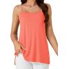 imageLYANER Womens Loose Square Neck Spaghetti Straps Slit Side Camisole Tank Cami TopCoral