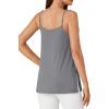 imageLYANER Womens Loose Square Neck Spaghetti Straps Slit Side Camisole Tank Cami TopLight Gray