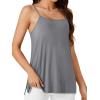 imageLYANER Womens Loose Square Neck Spaghetti Straps Slit Side Camisole Tank Cami TopLight Gray
