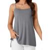 imageLYANER Womens Loose Square Neck Spaghetti Straps Slit Side Camisole Tank Cami TopLight Gray