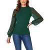 imageLYANER Womens Mesh Long Sleeve Shirts Mock Neck Fall Winter Casual Blouse TopsDark Green