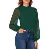 imageLYANER Womens Mesh Long Sleeve Shirts Mock Neck Fall Winter Casual Blouse TopsDark Green