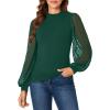 imageLYANER Womens Mesh Long Sleeve Shirts Mock Neck Fall Winter Casual Blouse TopsDark Green