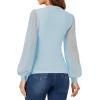 imageLYANER Womens Mesh Long Sleeve Shirts Mock Neck Fall Winter Casual Blouse TopsLight Blue