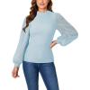 imageLYANER Womens Mesh Long Sleeve Shirts Mock Neck Fall Winter Casual Blouse TopsLight Blue