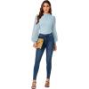 imageLYANER Womens Mesh Long Sleeve Shirts Mock Neck Fall Winter Casual Blouse TopsLight Blue