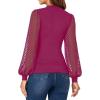 imageLYANER Womens Mesh Long Sleeve Shirts Mock Neck Fall Winter Casual Blouse TopsPurplish Red