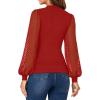 imageLYANER Womens Mesh Long Sleeve Shirts Mock Neck Fall Winter Casual Blouse TopsRed