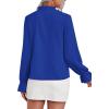 imageLYANER Womens Ruffle V Neck Solid Long Sleeve Chiffon Blouse Shirt TopRoyal Blue