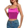 imageLYANER Womens Satin Rinestone Spaghetti Straps Square Neck Sleeveless Cami Crop TopRose