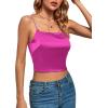 imageLYANER Womens Satin Rinestone Spaghetti Straps Square Neck Sleeveless Cami Crop TopRose