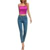imageLYANER Womens Satin Rinestone Spaghetti Straps Square Neck Sleeveless Cami Crop TopRose