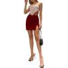 imageLYANER Womens Satin Silky Elastic Wasit Split Slit Hem Bodycon Short SkirtRed
