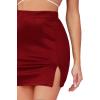 imageLYANER Womens Satin Silky Elastic Wasit Split Slit Hem Bodycon Short SkirtRed