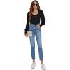 imageLYANER Womens Scoop Neck Puff Long Sleeve Tops Casual Basic Solid T Shirt Button Cuffs Pullovers Shirts BlouseBlack