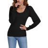 imageLYANER Womens Scoop Neck Puff Long Sleeve Tops Casual Basic Solid T Shirt Button Cuffs Pullovers Shirts BlouseBlack