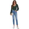 imageLYANER Womens Scoop Neck Puff Long Sleeve Tops Casual Basic Solid T Shirt Button Cuffs Pullovers Shirts BlouseDark Green