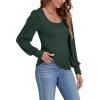 imageLYANER Womens Scoop Neck Puff Long Sleeve Tops Casual Basic Solid T Shirt Button Cuffs Pullovers Shirts BlouseDark Green