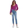 imageLYANER Womens Scoop Neck Puff Long Sleeve Tops Casual Basic Solid T Shirt Button Cuffs Pullovers Shirts BlousePurplish Red