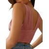 imageLYANER Womens Sexy Deep V Neck Slim Fitted Strap Crop Cami Tank Sleeveless TopDark Pink