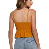 imageLYANER Womens V Neck Elastic Waist Pleated Ruffle Hem Sleeveless Strappy Crop Cami TopOrange