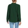 imageLYANER Womens V Neck Shirred Long Sleeve Office Elegant Tunic Blouse TopDark Green