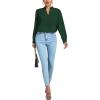 imageLYANER Womens V Neck Shirred Long Sleeve Office Elegant Tunic Blouse TopDark Green