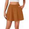 imageLYANER Womens Above Knee Length Casual Skirt Stretchy Button High Waist ALine Flared Vintage Mini Skater Skirts with PocketCaramel