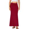 imageLYANER Womens Fold Over Waist Maxi Skirt Lightweight Floor Length Flared Long SkirtsBurgundy