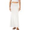 imageLYANER Womens Fold Over Waist Maxi Skirt Lightweight Floor Length Flared Long SkirtsWhite