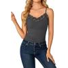 imageLYANER Womens Lace V Neck Camisole Adjustable Strap Cami Sleeveless Tank Undershirt TopDark Gray