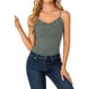 imageLYANER Womens Lace V Neck Camisole Adjustable Strap Cami Sleeveless Tank Undershirt TopGreen
