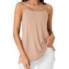 imageLYANER Womens Loose Square Neck Spaghetti Straps Slit Side Camisole Tank Cami TopBeige
